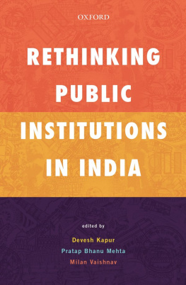 Devesh Kapur Rethinking Public Institutions in India