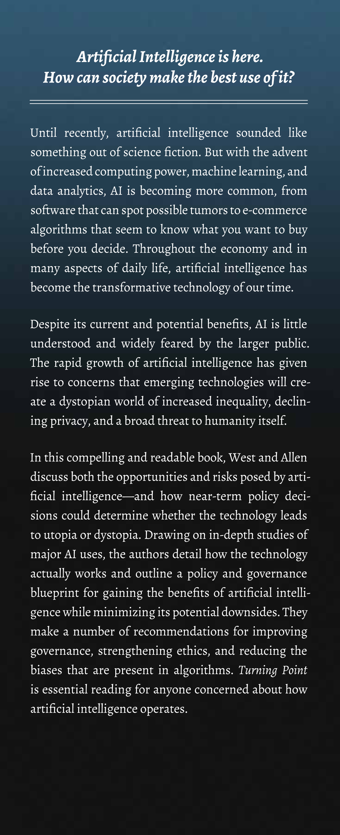 TURNING POINT Policymaking in the Era of Artificial Intelligence DARRELL M - photo 2