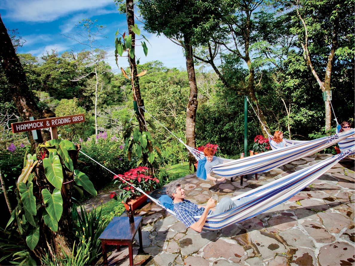 Relaxing on the hammocks at Monteverde Lodge Gardens Vamos a la Feria On - photo 15