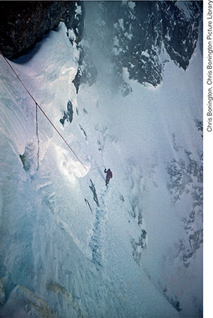 A German climber makes the exposed traverse from the Death Bivouac to the - photo 30