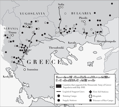Map 2 Bases and Organizational Areas of the Democratic Army of Greece July - photo 3