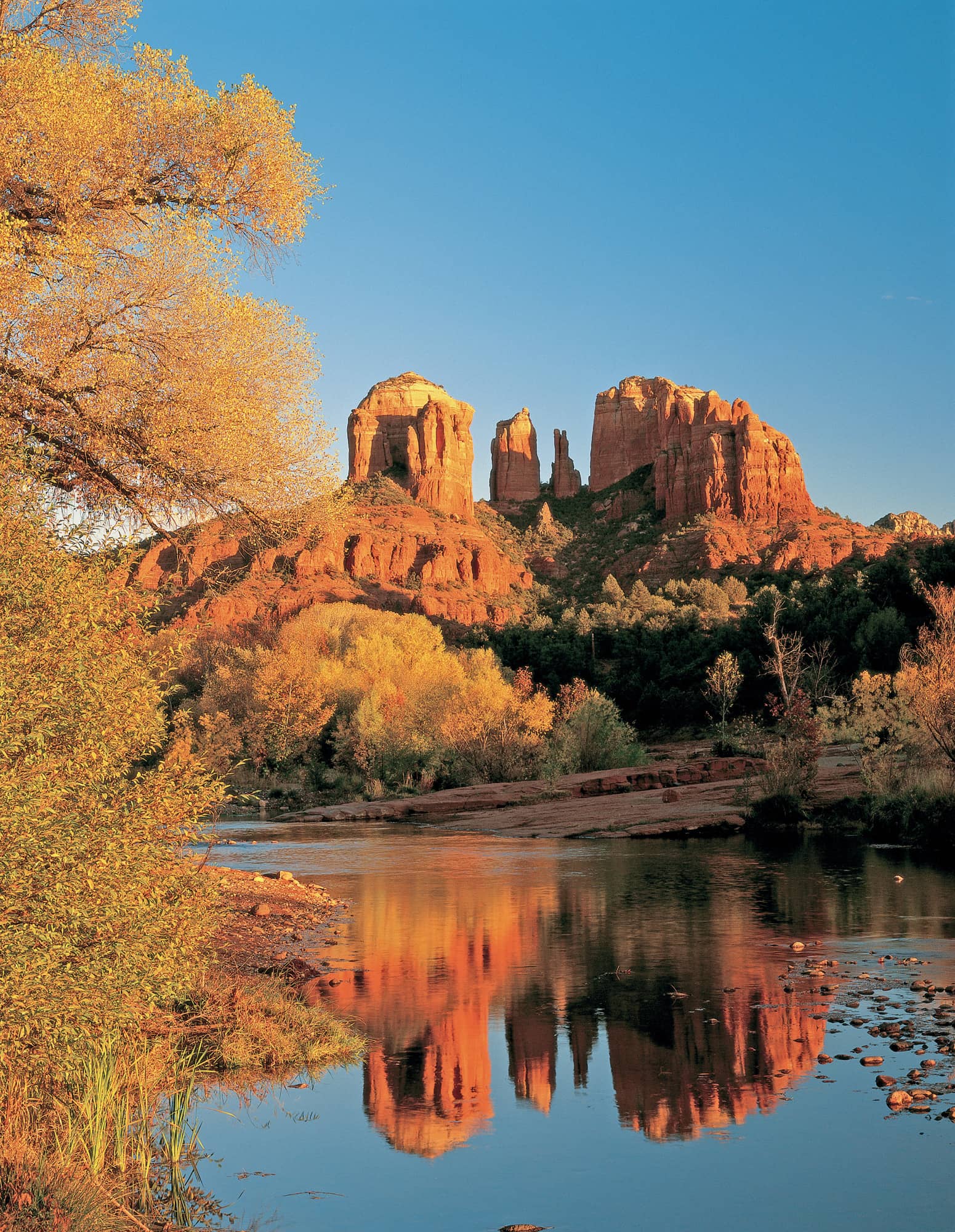 The towering spires of Cathedral Rocks reflect in the waters of Oak Creek at - photo 6