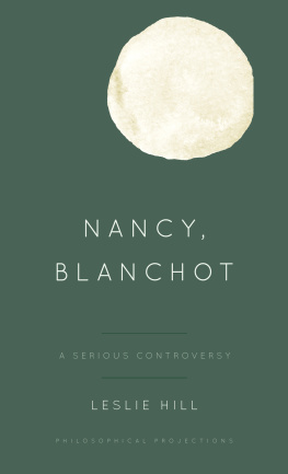 Hill - Nancy, Blanchot: A serious controversy