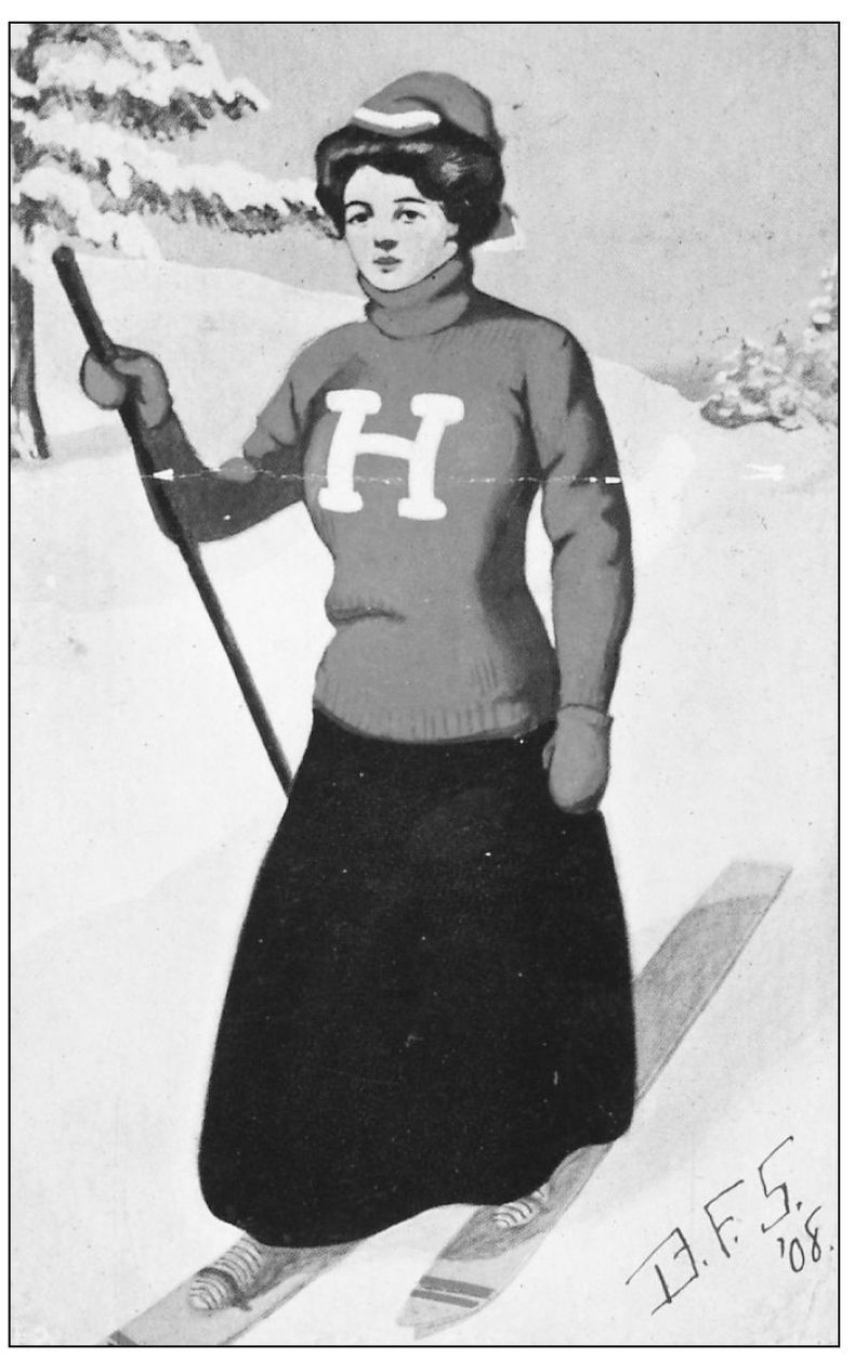 The popular look of a skier was portrayed in 1908 by a girl sporting a Harvard - photo 8