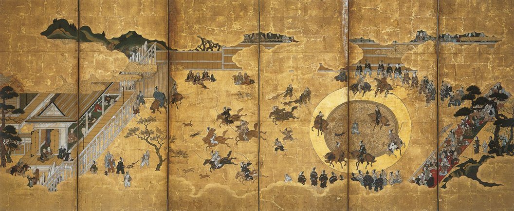 Kan School Dog Chase Inuoumono Edo period c 1640-1650 Folding screen - photo 4