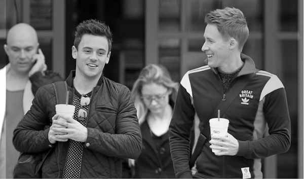 Tom Daley British Olympic diver and his fianc Dustin Lance Black in London - photo 2