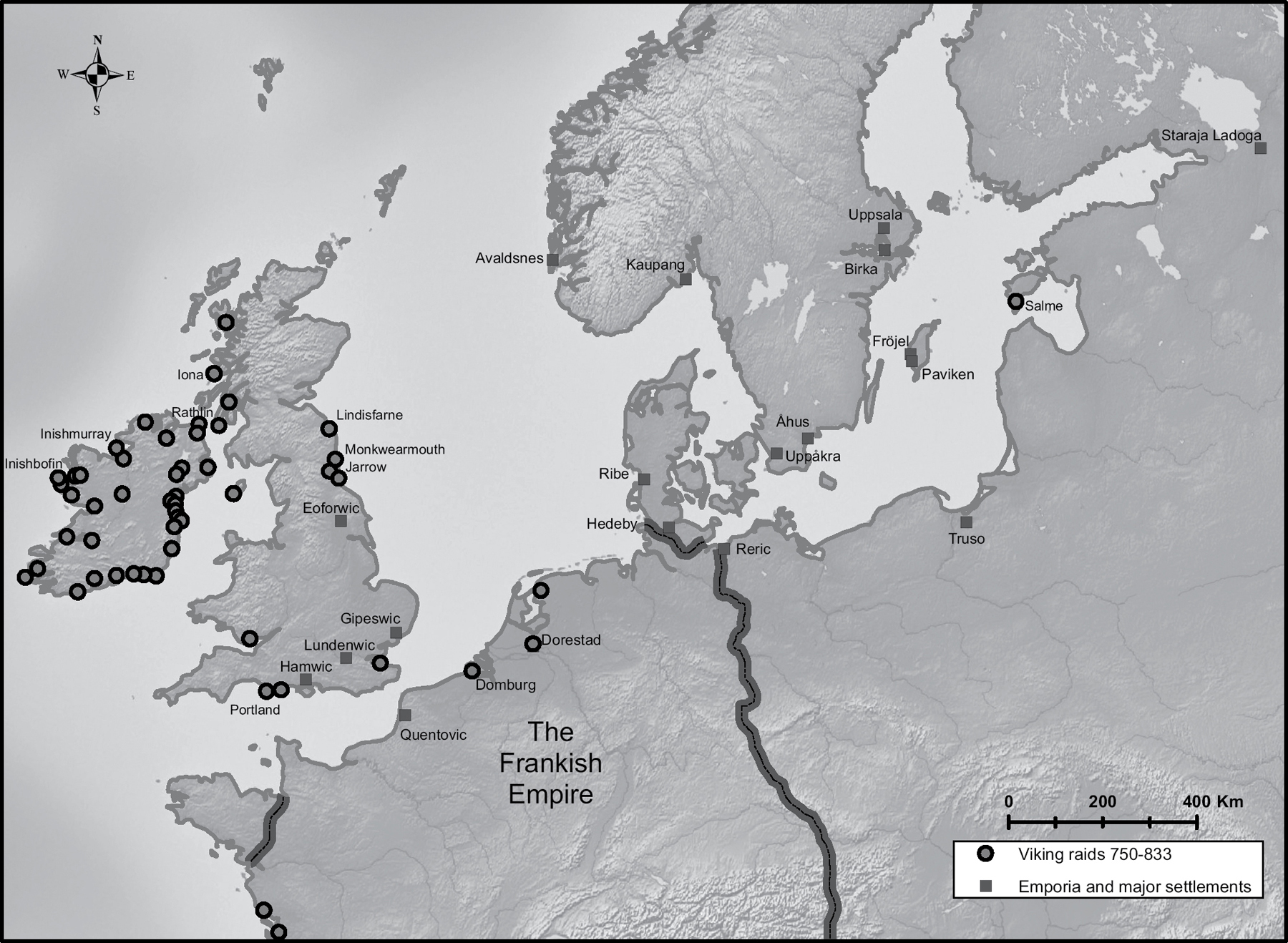 Map 3 Places assaulted in the first phase of Viking raiding 793833 CE with - photo 3