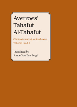 Averroës Averroes Tahafut al-tahafut: