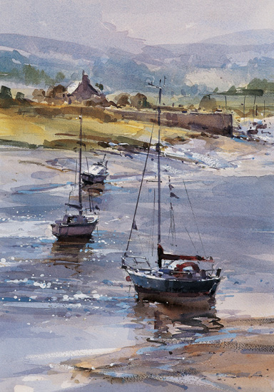 Sunlit Water Topsham watercolour 35 25 cm 14 10 in The soft hazy light - photo 5