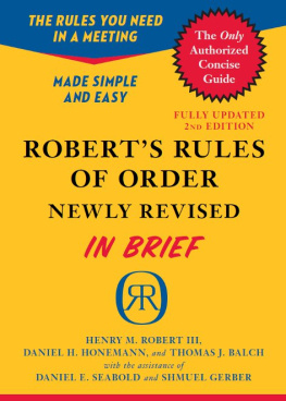 Balch Thomas J. Roberts Rules of Order Newly Revised In Brief