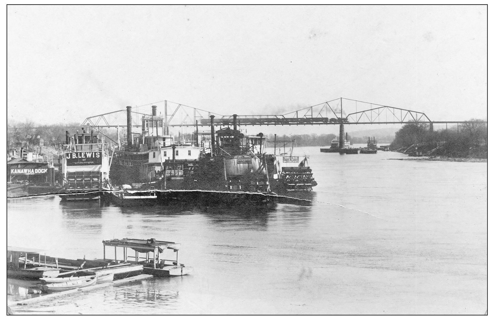 A westbound OR passenger train trundles across the Kanawha River at Point - photo 7