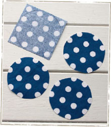 Cut out four circles of dark blue-and-white polka-dot fabric about 3 in 8 cm - photo 15