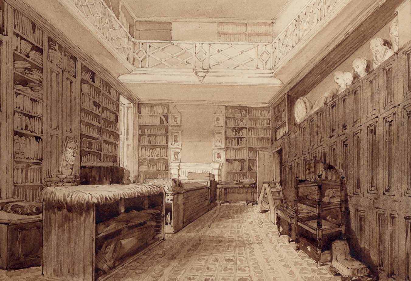 The library at the home of Joseph Banks Soho Square undated drawing - photo 25