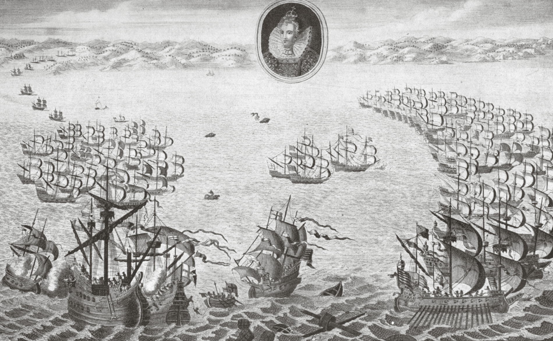 An engraving from 1745 of the battle between the English fleet and the Spanish - photo 1