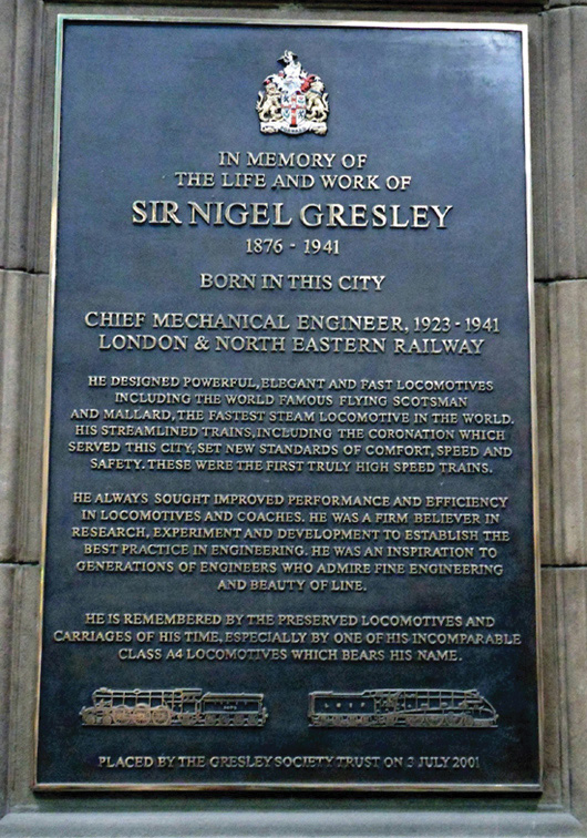 The memorial plaque to Gresleys achievements displayed at Edinburgh Waverley - photo 7