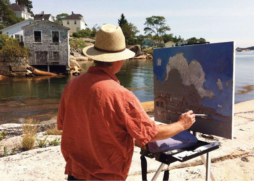 The author painting from the rocks at the harbor in Stonington Maine one - photo 5