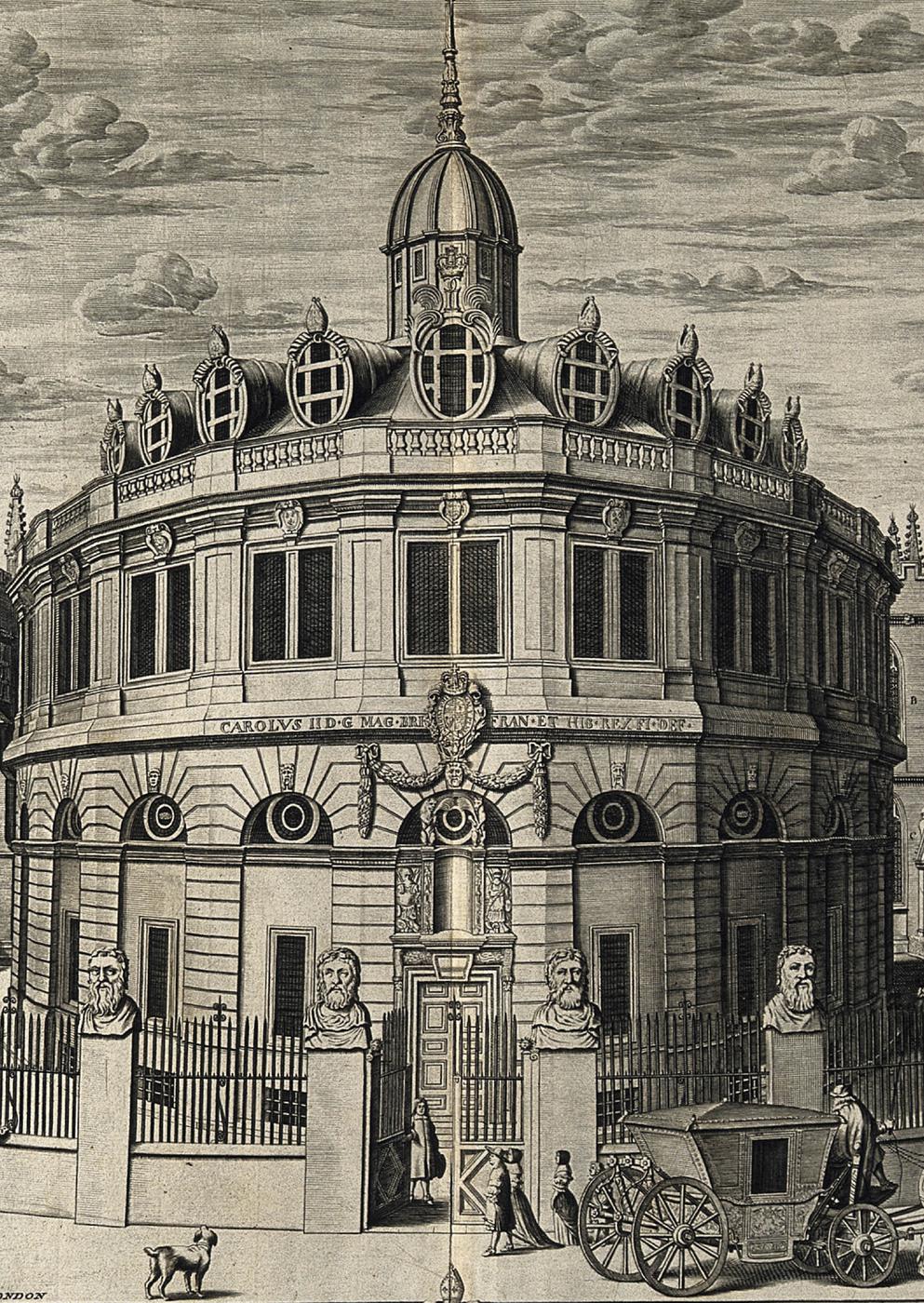 The Sheldonian Theatre in Oxford Copper engraving 1675 by David Loggan - photo 3