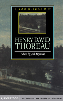 Joel Myerson The Cambridge Companion to Henry David Thoreau