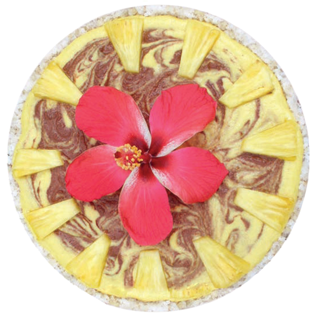 My first Hawaiian raw pie made with fresh pineapple and cacao decorated with - photo 4