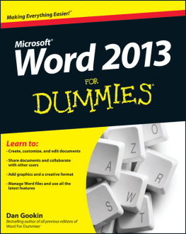 Gookin - Word 2013 For Dummies