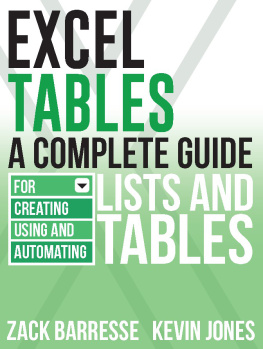 Barresse Zack Excel tables: a complete guide for creating, using and automating lists and tables