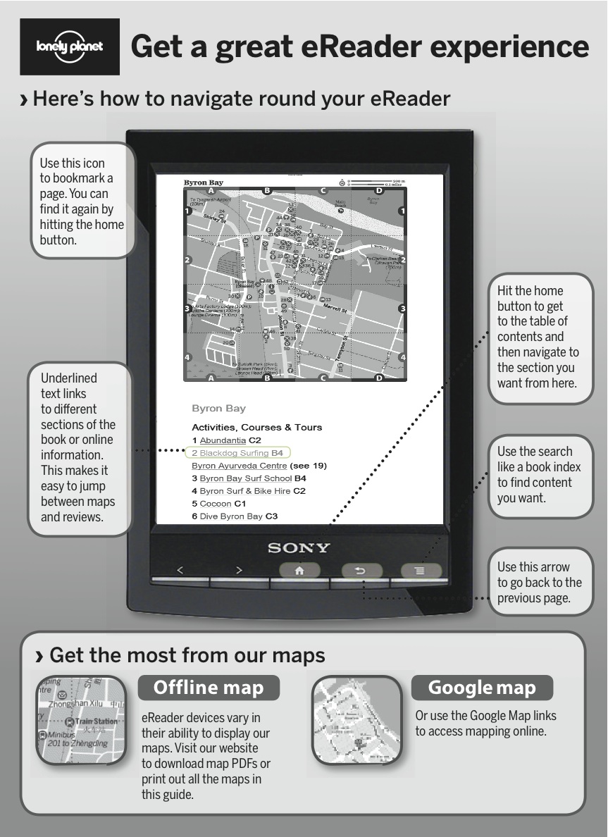 GETTING THE MOST OUT OF LONELY PLANET MAPS E-reader devices vary in their - photo 1