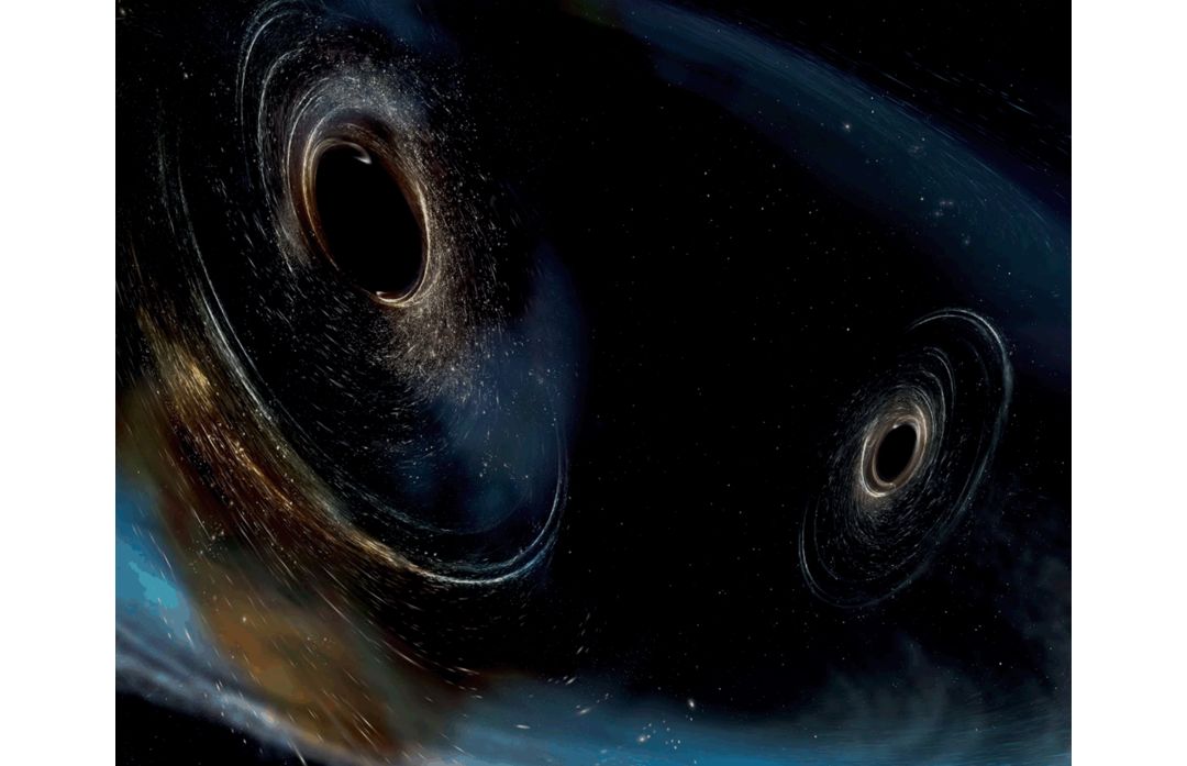 An artists conception of two black holes GW170104 as they merged similar to - photo 1