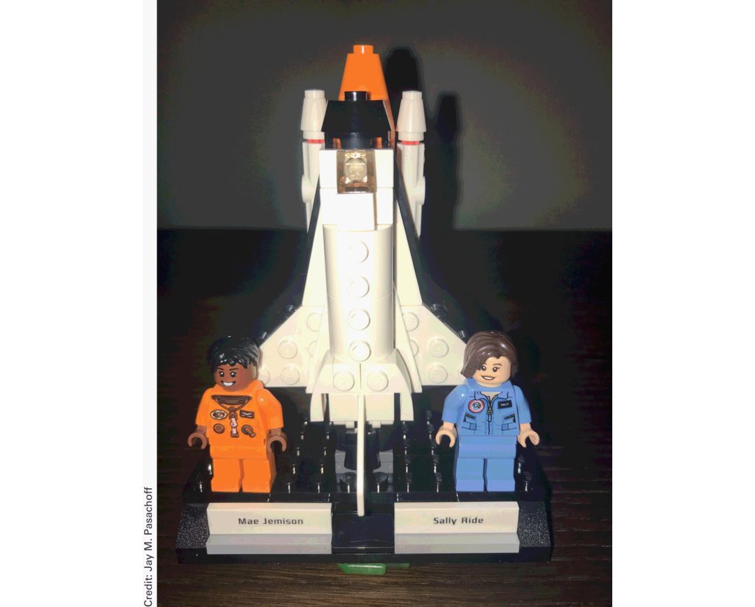Mae Jemison and Sally Ride NASA astronauts in a 2017 LEGO set in front of a - photo 7