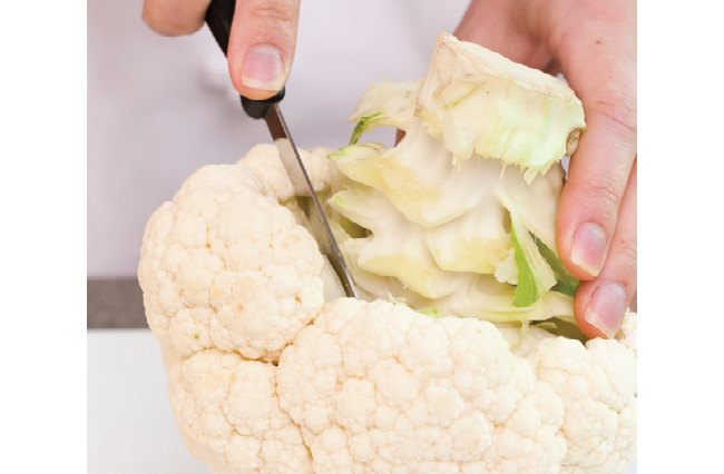 Pull off any leaves then cut out cauliflower core using paring knife - photo 7