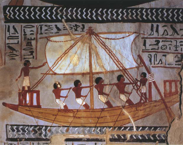 A river-boat steered by a stem-oar from a fresco in the tomb of Sennufer at - photo 10