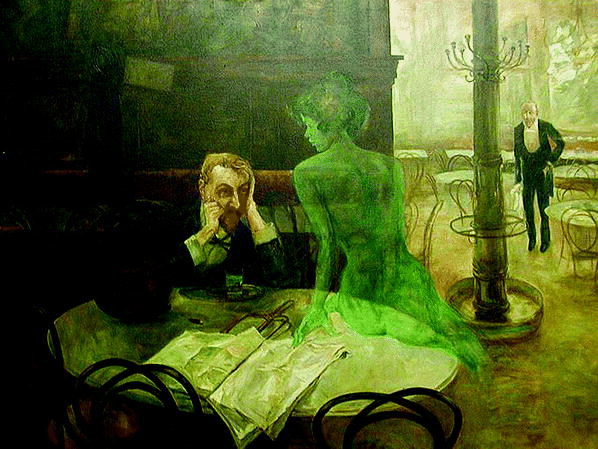 Fig 1 The Absinthe Drinker Oil painting around 1903 by Viktor Oliva - photo 1