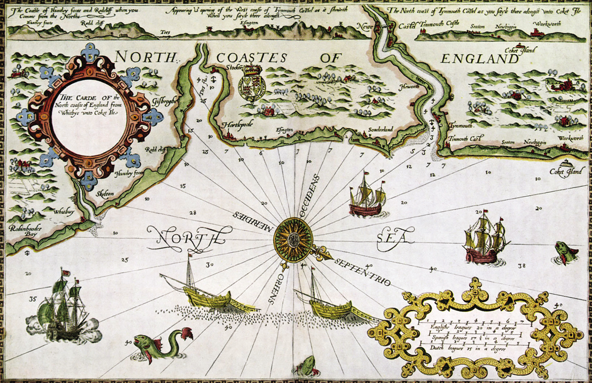 Map of the north coast of England from The Mariners Mirrour 1588 a - photo 2