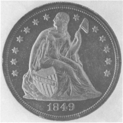 An 1849 US silver dollar displaying the seated Liberty engraved by Christian - photo 2