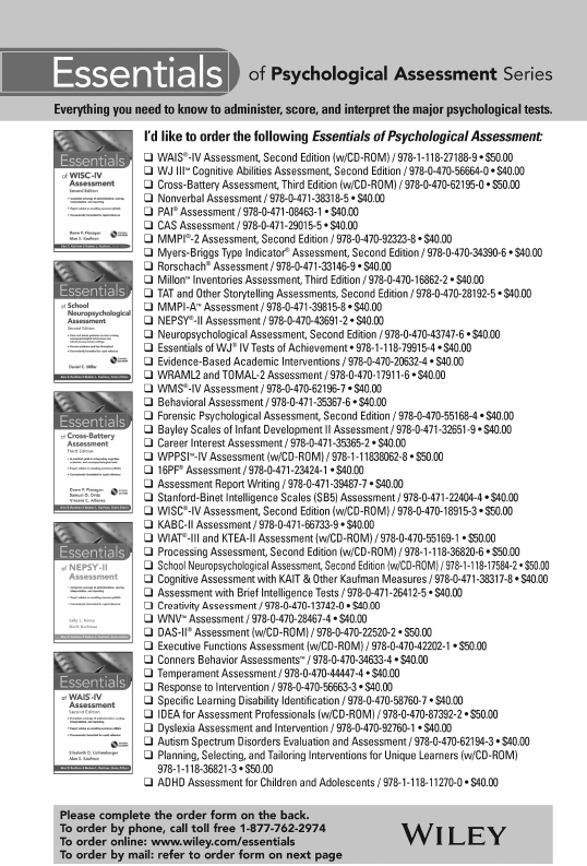 Essentials of Psychological Assessment Series Series Editors Alan S Kaufman - photo 2