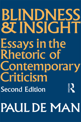 De Man Blindness and insight: essays in the rhetoric of contemporary criticism