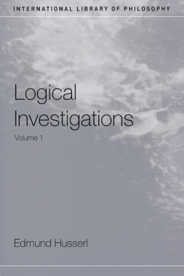 Edmund Husserl Logical Investigations