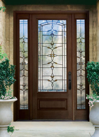 Leaded glass and a dark finish add old-world charm to this double sidelight - photo 9