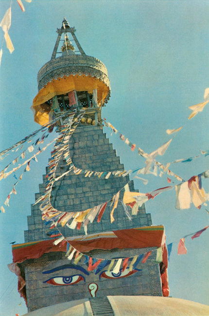 A temple and prayer flags in Bodnath Photo by Tom Hornbein Sisters in - photo 15