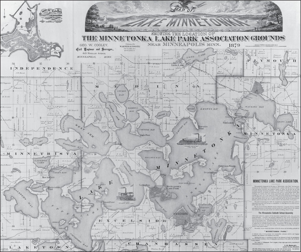 1879 MAP OF LAKE MINNETONKA Produced by surveyor and engineer George W Cooley - photo 2