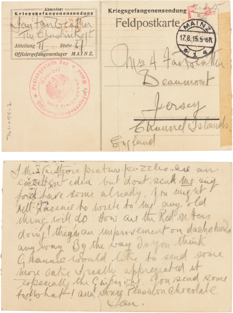 Above Postcard Ian Fairweather to Annette Fairweather his mother from POW - photo 3