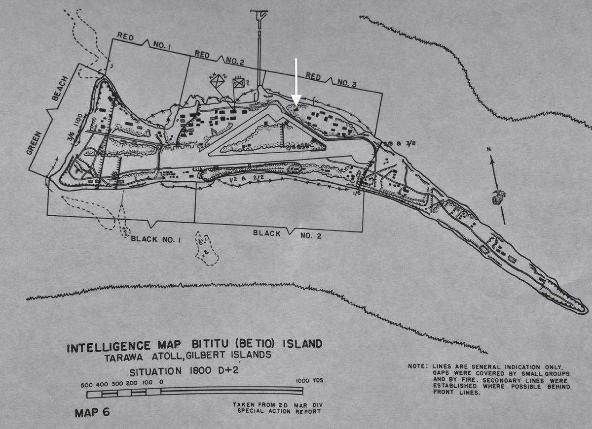 Situation map of Betio island Tarawa Atoll Gilbert Islands at 6 pm November - photo 2