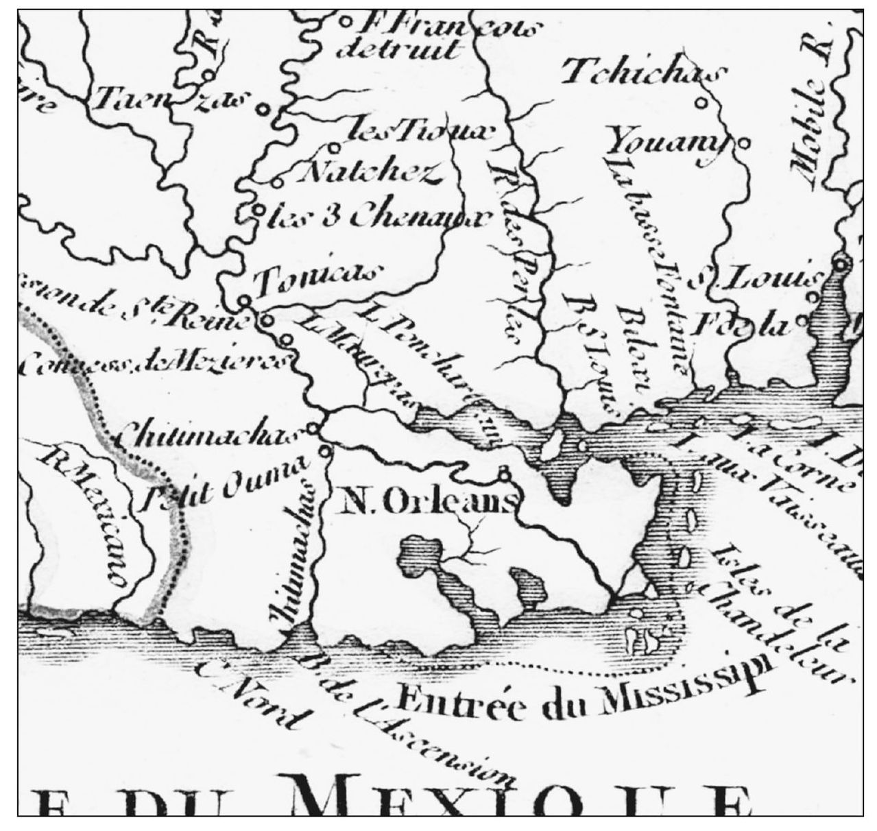 This portion of a 1749 French colonial map entitled Cours du Mississipi et La - photo 4