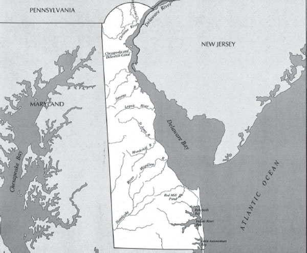 Delaware state map showing the vast network of waterways in Southern Delaware - photo 4