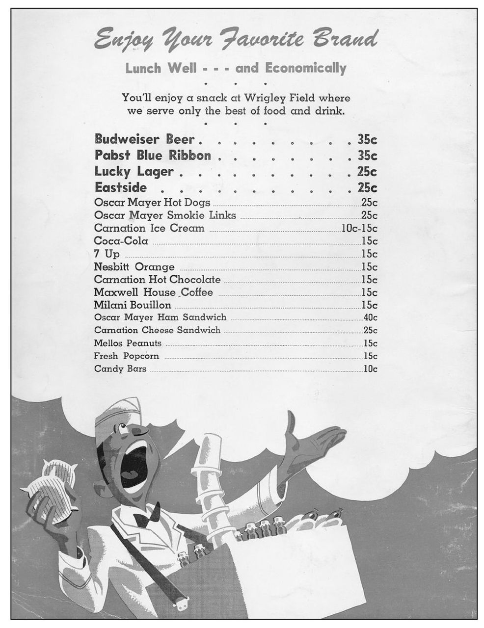 The back of the 1956 yearbook featured the stadiums food and drink menu - photo 12