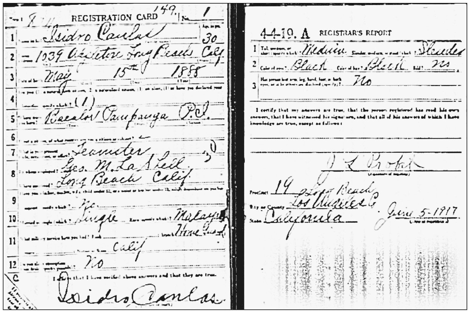 This form shows the first person in Long Beach to register for the US Army - photo 6