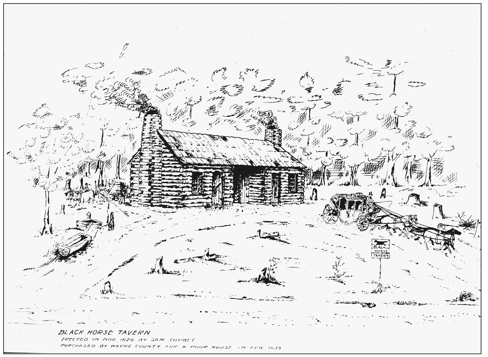 THE BLACK HORSE TAVERN 1828 This wooden log cabin and land were purchased in - photo 5