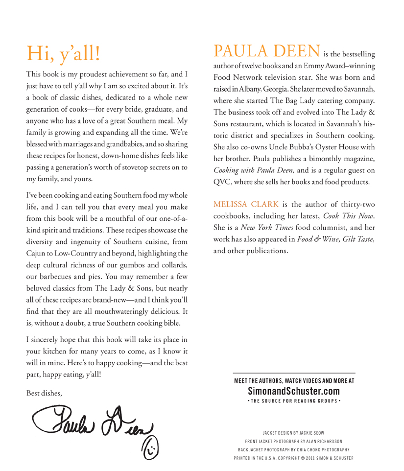 ALSO BY PAULA DEEN Paula Deens The Deen Family Cookbook Paula Deens Kitchen - photo 3