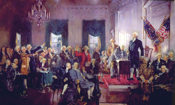 George Washington shown standing behind the desk at right presides over the - photo 11