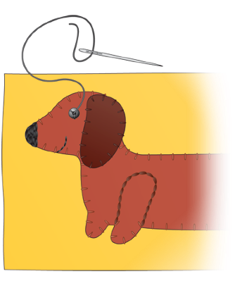 Fill in the empty space around the dachshund with small embroidered turquoise - photo 6