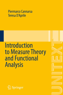 Cannarsa Piermarco - Introduction to Measure Theory and Functional Analysis